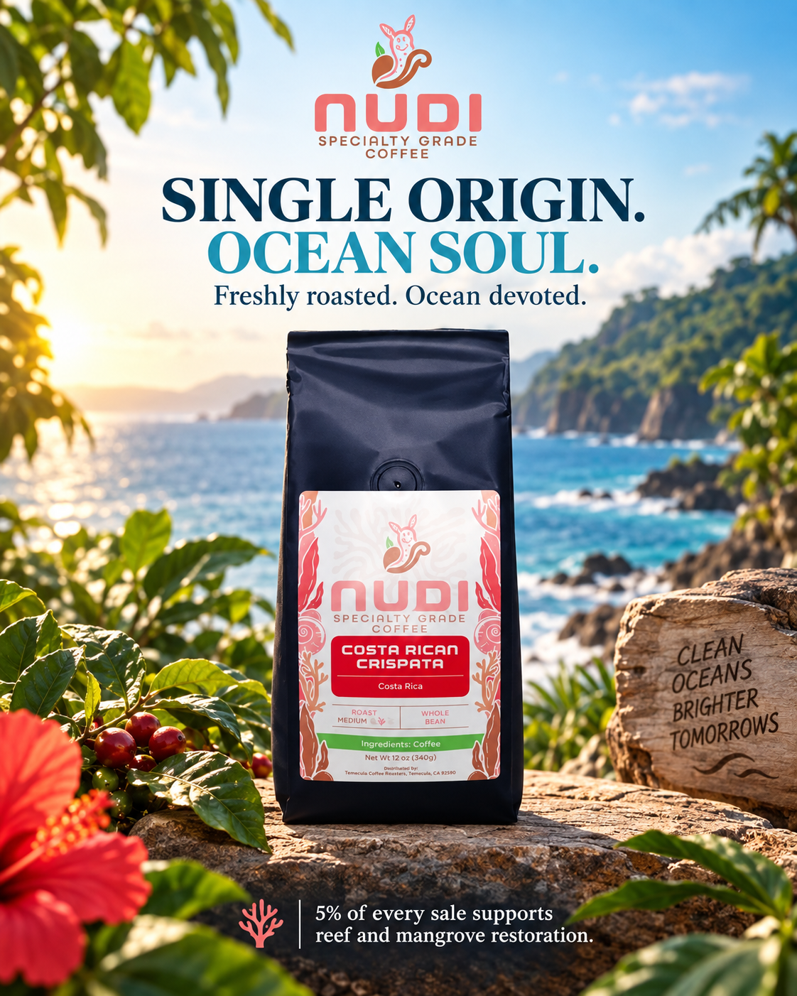 NUDI Coffee Single Origin Ocean Soul campaign graphic