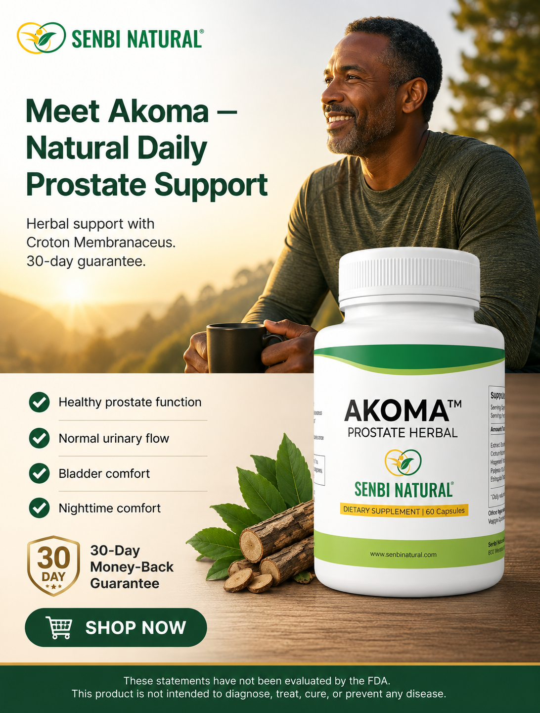 Senbi Natural Akoma daily prostate support social design