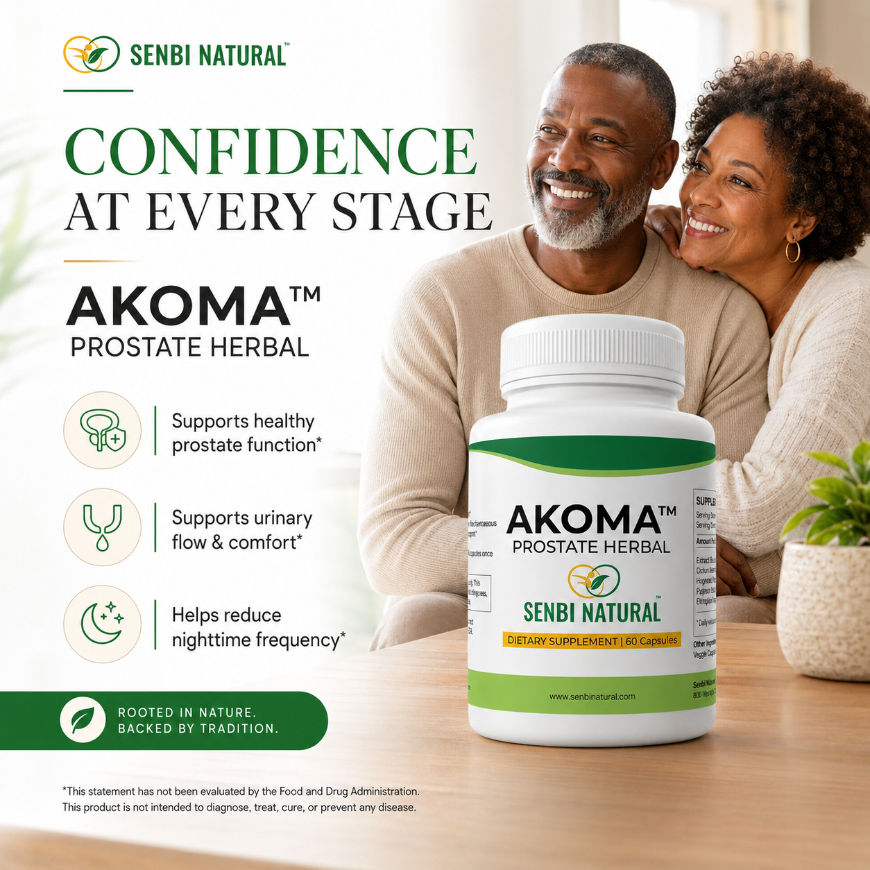 Senbi Natural Akoma lifestyle social design featuring a mature couple