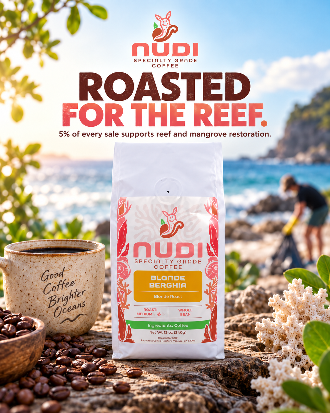 NUDI Coffee Roasted for the Reef social campaign concept